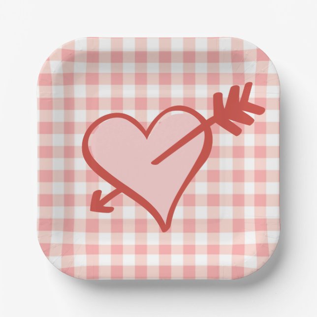 Valentine Heart and Arrow Paper Plate (Front)