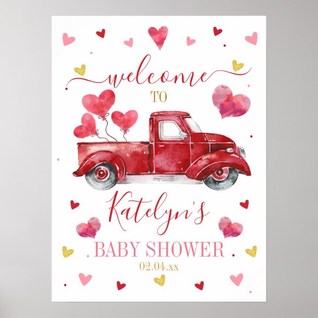 Valentine Heart Anniversaire Baby shower Affiche d (Devant)
