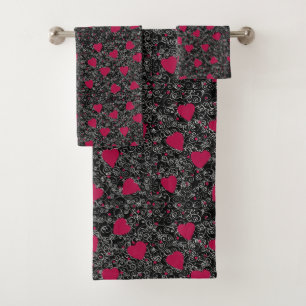 Valentine Heart Art Bath Towel Set