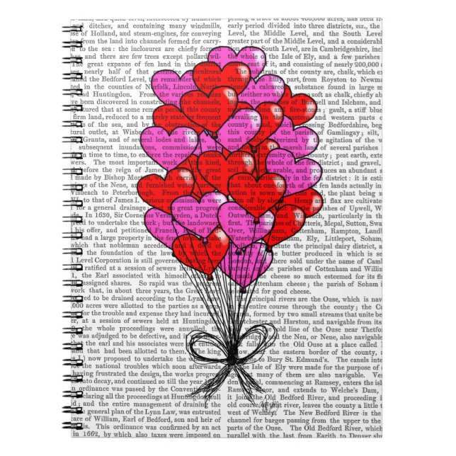 Valentine Heart Balloon Illustration Notebook (Front)
