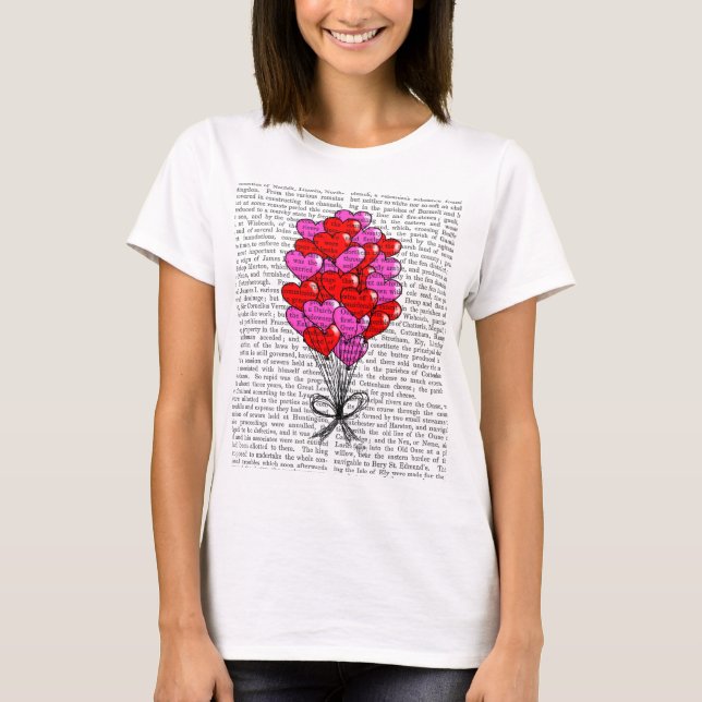 Valentine Heart Balloon Illustration T-Shirt (Front)
