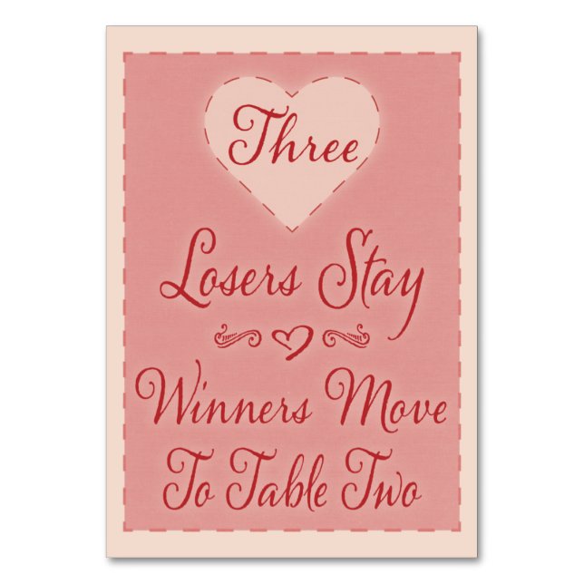 Valentine Heart Bunco Table Card #3 (Front)