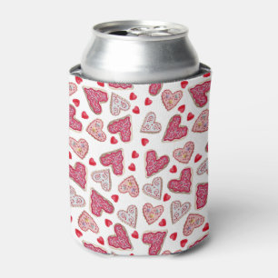 Valentine Heart Cookies Pattern Can Cooler