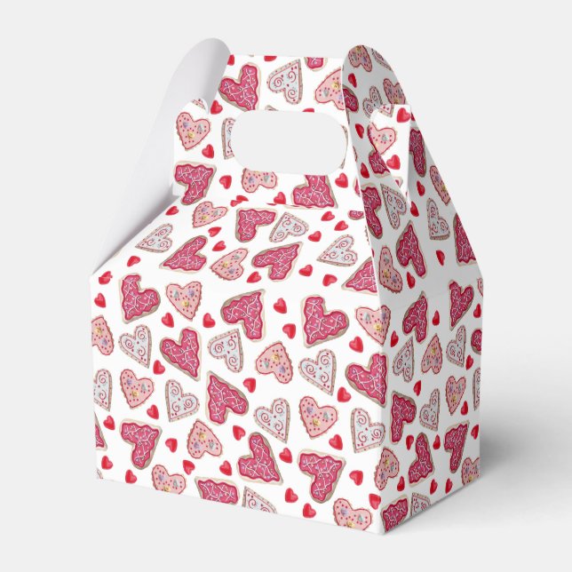 Valentine Heart Cookies Pattern Favor Box (Front Side)