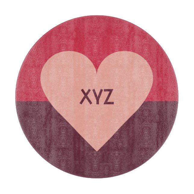Valentine Heart custom monogram cutting board (Front)
