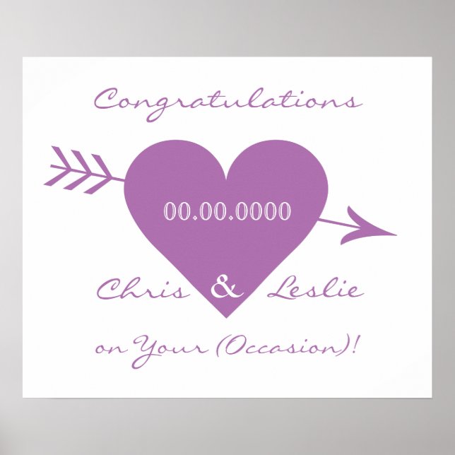 Valentine Heart custom wedding/anniversary poster (Front)