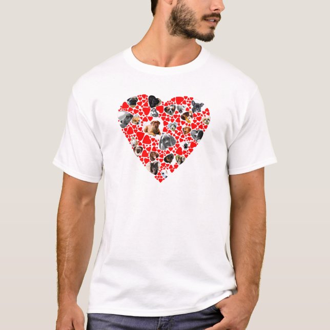 Valentine Heart Dog Photo Collage T-Shirt (Front)