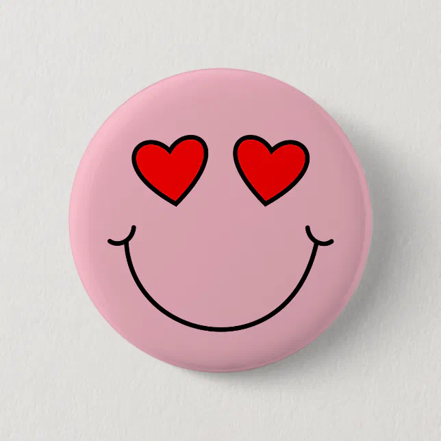 Valentine Heart Eyes Emoji 2 Inch Round Button | Zazzle