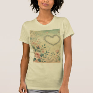 Valentine heart floral vintage pastel watercolor T-Shirt