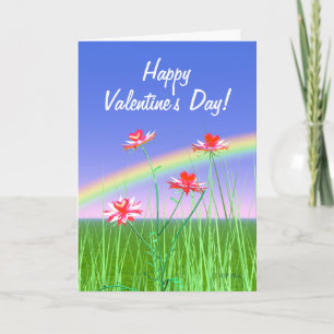 Valentine Heart Flowers Holiday Card
