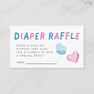Valentine Heart Gender Reveal Diaper Raffle Ticket Enclosure Card