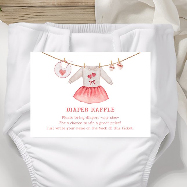 Valentine Heart Girl Baby Shower Diaper Raffle Enclosure Card (Creator Uploaded)