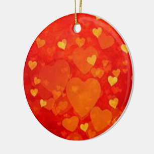 Valentine Heart Graphic Design Ceramic Ornament
