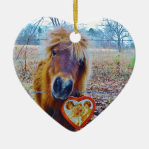 Valentine Heart  Horse Ceramic Ornament