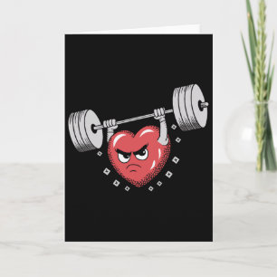 Valentine Heart Lifting Weights Funny Workout Card