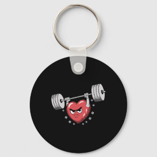 Valentine Heart Lifting Weights Funny Workout  Keychain