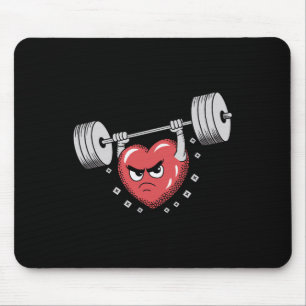 Valentine Heart Lifting Weights Funny Workout  Mouse Pad