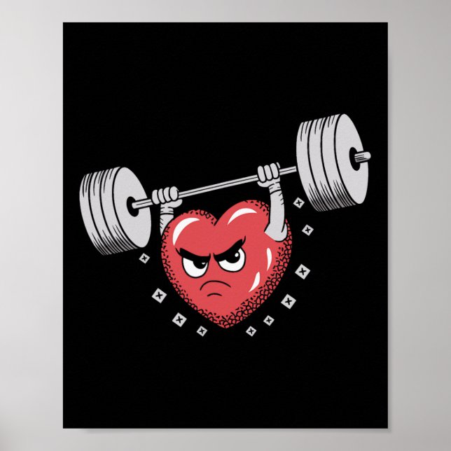 Valentine Heart Lifting Weights Funny Workout  Poster (Front)