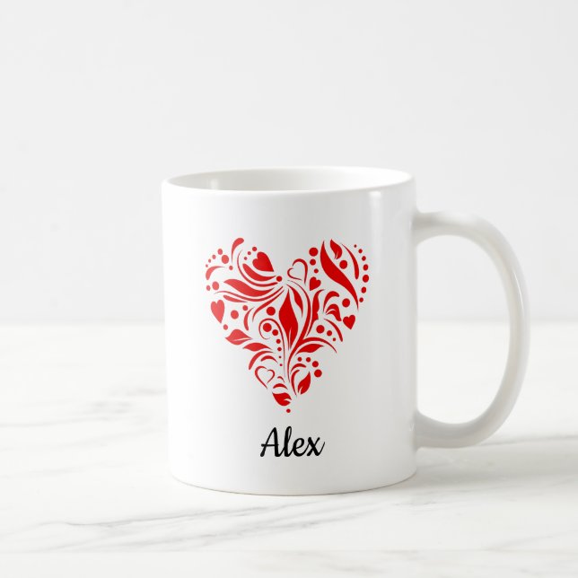 Valentine Heart Love Customizable Coffee Mug (Right)