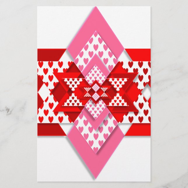 valentine heart love pattern stationery (Front)