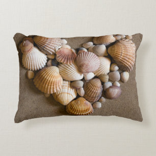 Valentine Heart Made with Shells Accent Pillow