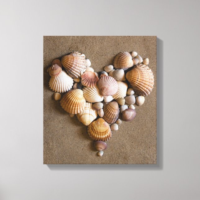 Valentine Heart Made with Shells Canvas Print (Front)