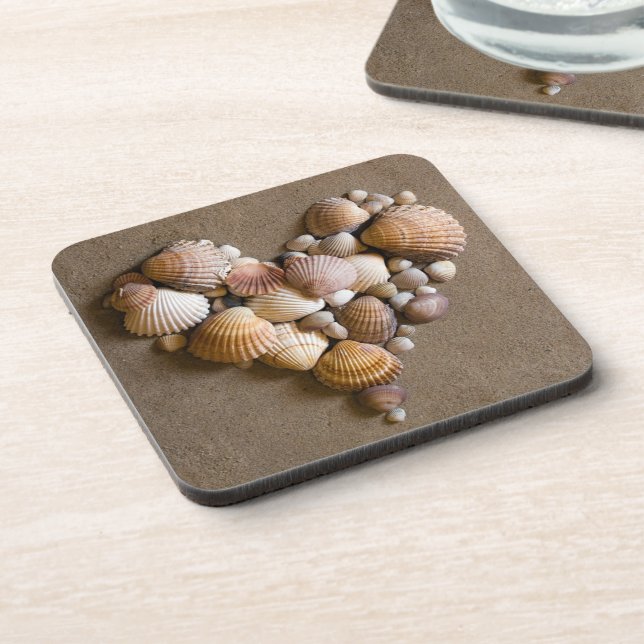 Valentine Heart Made with Shells Coaster (Left Side)