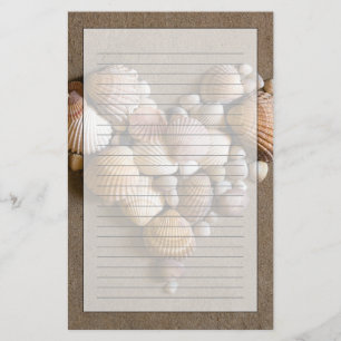 Valentine Heart Made with Shells Stationery
