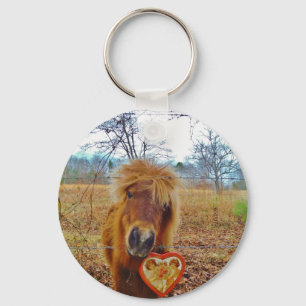 Valentine Heart  Miniature brown Horse Keychain