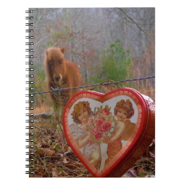 Valentine Heart  Miniature brown Horse Notebook (Front)