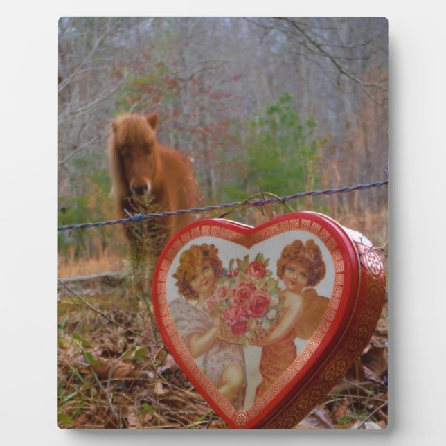 Valentine Heart  Miniature brown Horse Plaque (Front)