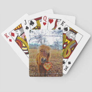 Valentine Heart Miniature brown Horse Playing Cards