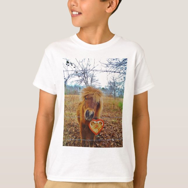 Valentine Heart  Miniature brown Horse T-Shirt (Front)