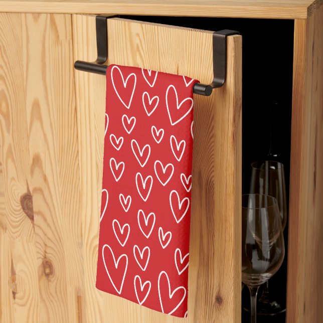 VALENTINE HEART Motif Serviette de cuisine (Pliage en tiers)
