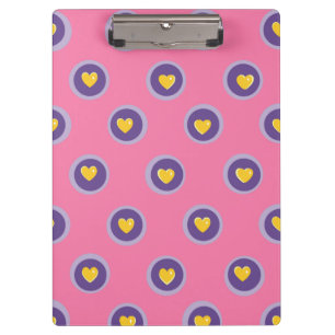 Valentine Heart Pattern with Circles – Cute Pink Clipboard