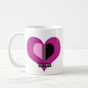 Valentine Heart Pink and Black Be Mine Coffee Mug