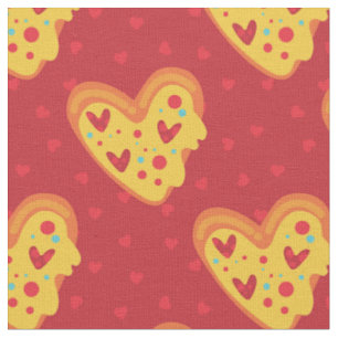 valentine heart pizza love italian food fabric