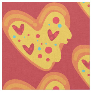 valentine heart pizza love vibrant playful fabric