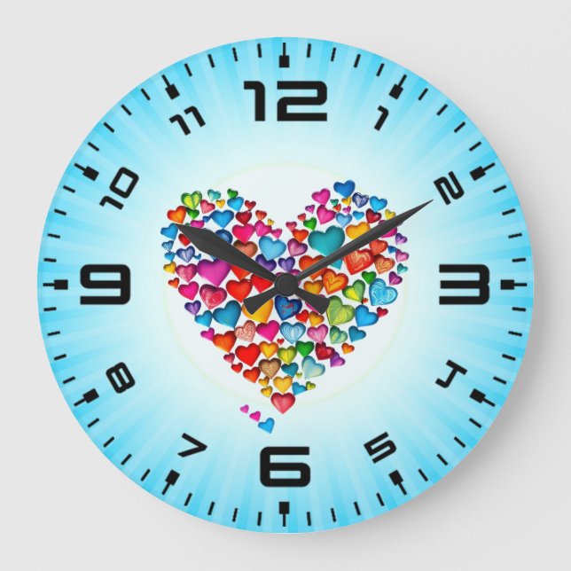 Valentine Heart Shape Watercolor Design-57393 Large Clock (Front)