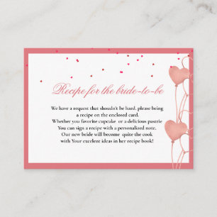 valentine heart theme request recipe for the bride enclosure card