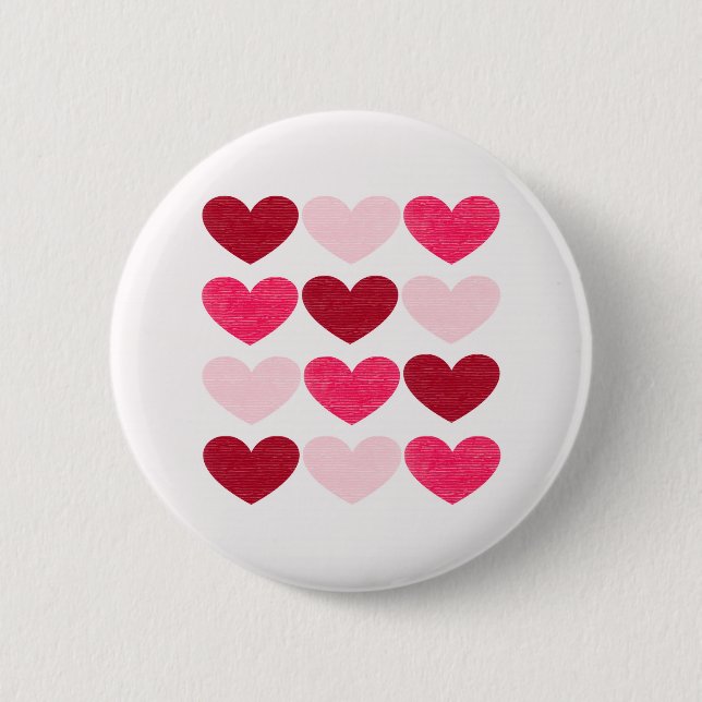 Valentine hearts 2 inch round button (Front)