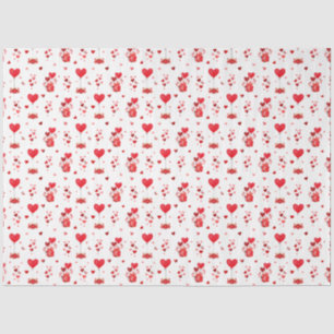 Valentine Hearts and Balloons on White Tissue Paper