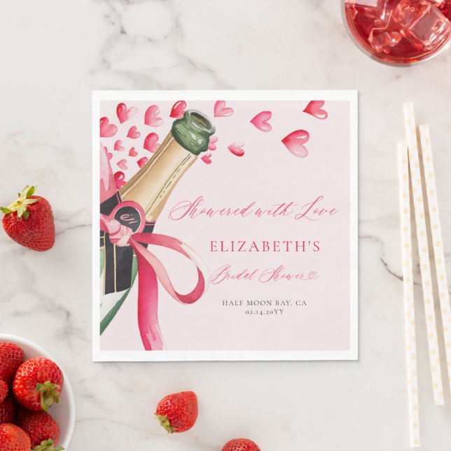 Valentine Hearts Bubbly Whimsical Bridal Shower Napkin (Insitu)