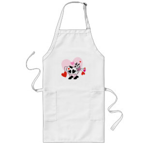 Valentine Hearts Cow Long Apron