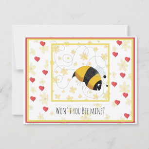 Valentine Hearts Cute Bumblebee to Customize Holiday Card