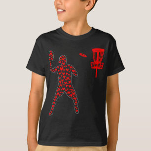 Valentine Hearts Cute Disc Golf Player Shape Match T-Shirt