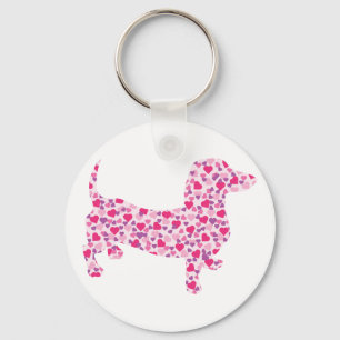 Valentine Hearts Dachshund Keychain