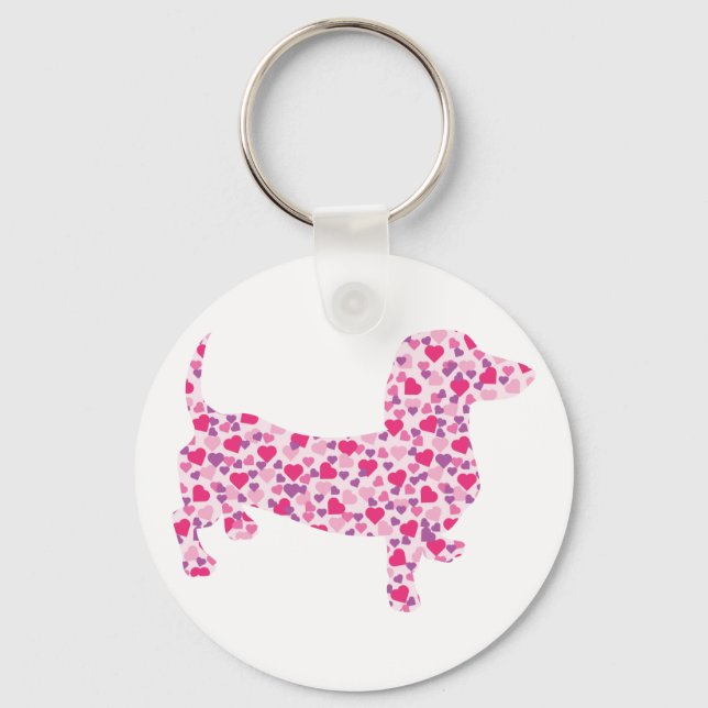 Valentine Hearts Dachshund Keychain (Front)