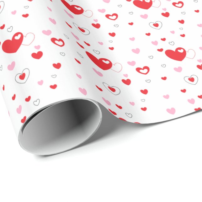 Valentine Hearts Design Wrapping Paper (Roll Corner)