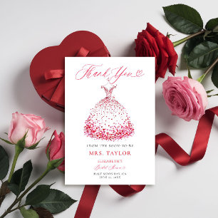 Valentine Hearts Dress Bow Bridal Shower Thank You